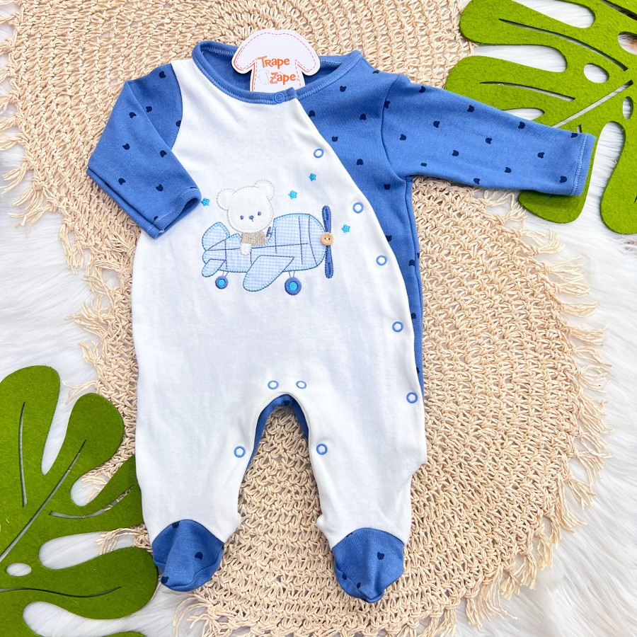 Macacão Trape Zape - Ursinho Aviador - Azul Jeans